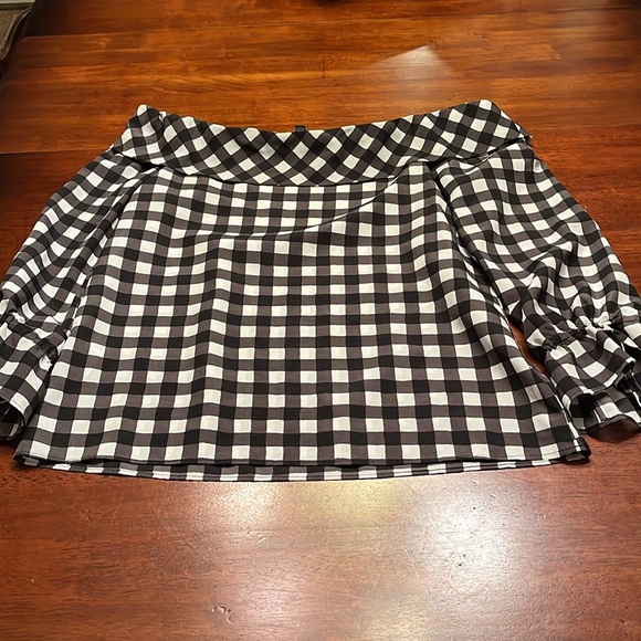 Banana Republic off shoulder black white check top size small - Picture 8 of 11